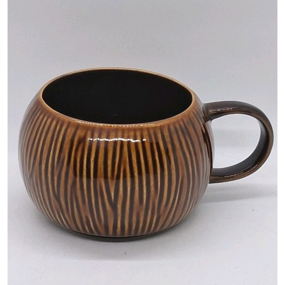 Starbucks Tiki Mug 2013 Limited Edition Brown Striped Coconut Cup Retired 12 oz.